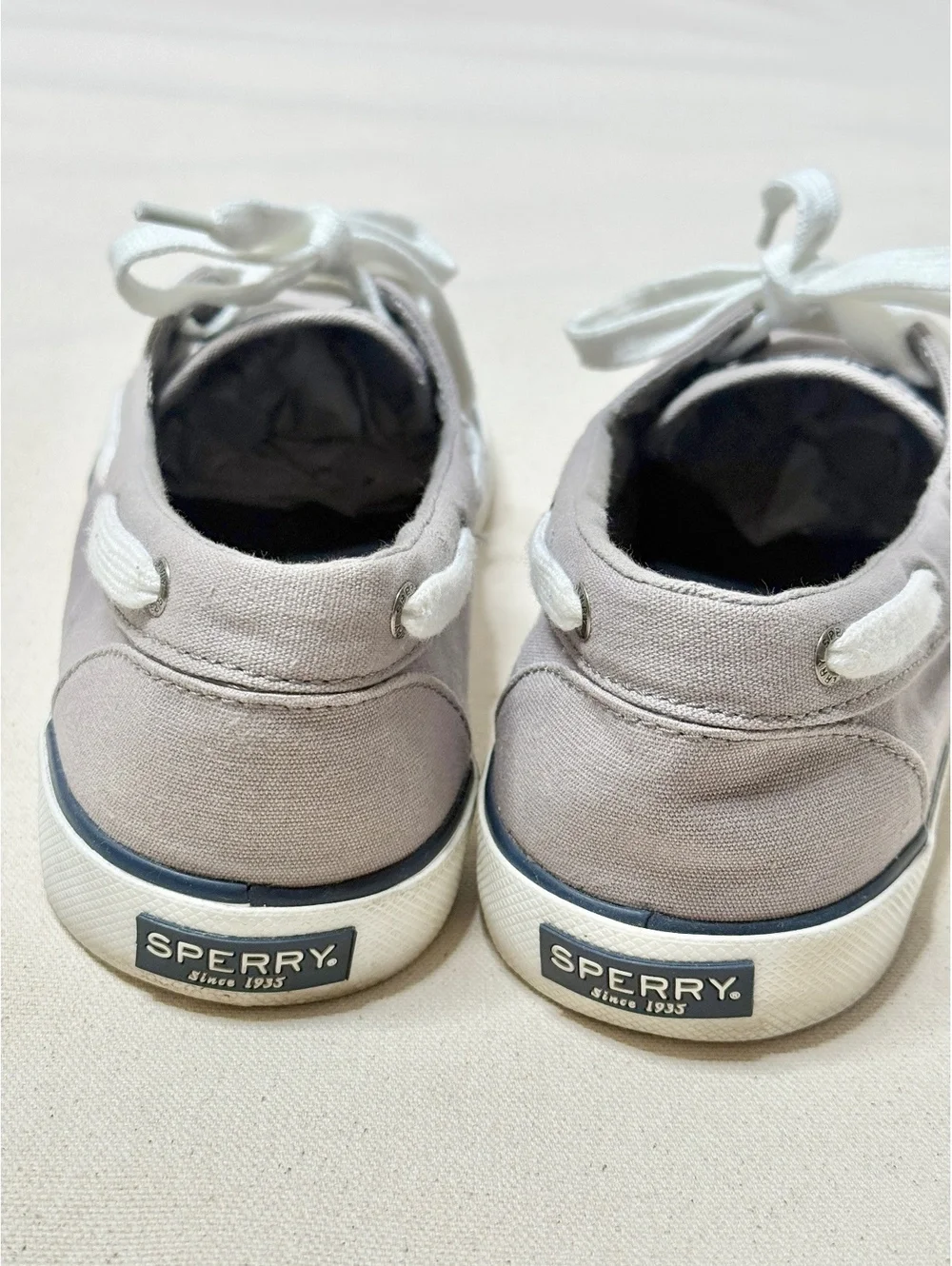 Sperry Top-Sider Women’s 10 Gray Canvas Boat Shoes Memory Foam STS3191